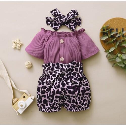 3pcs Baby Girls Infant Temperament dress Set Tops Leopard Shorts Outfits Headbands Set New Fashion Childrens Clothing Футболки