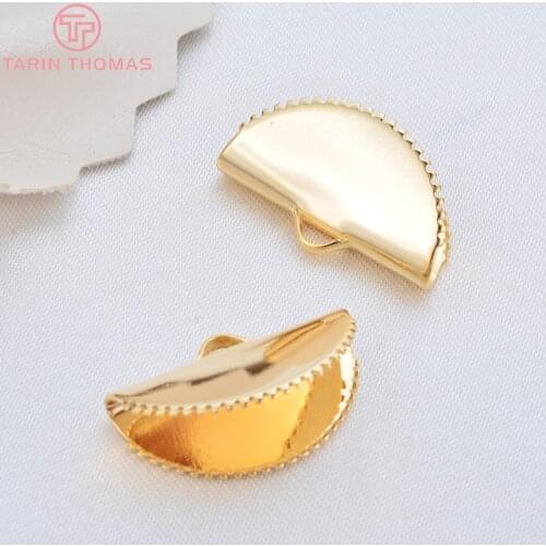 10PCS Wide 15MM 20MM 25MM 24 K Gold Color Brass Arc -shaped Rope End Closure Hook High Quality Jewellery Accessories