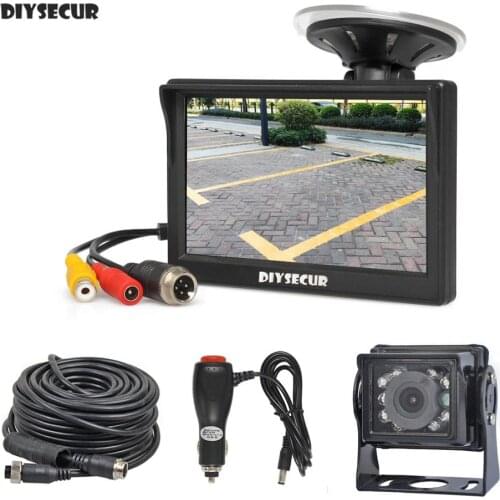 DIYSECUR 5" Reverse Car Monitor HD Waterproof IR Night Vision Backup Bus Truck CCD Rear View Camera free Car Charger