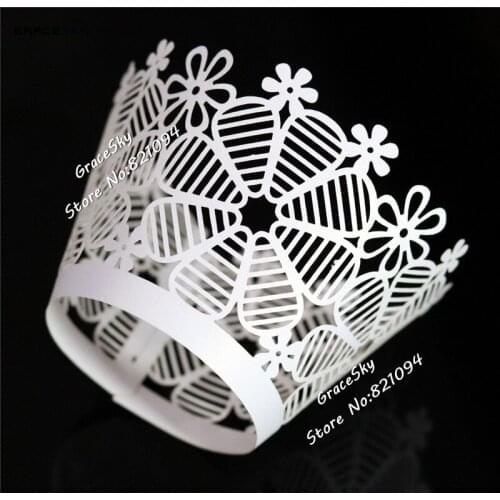 50pcs free shipping Laser cut floret Wedding Cupcakes Wrappers Flower Baking Cake Wrappers Birthday Party Cake holder decoration