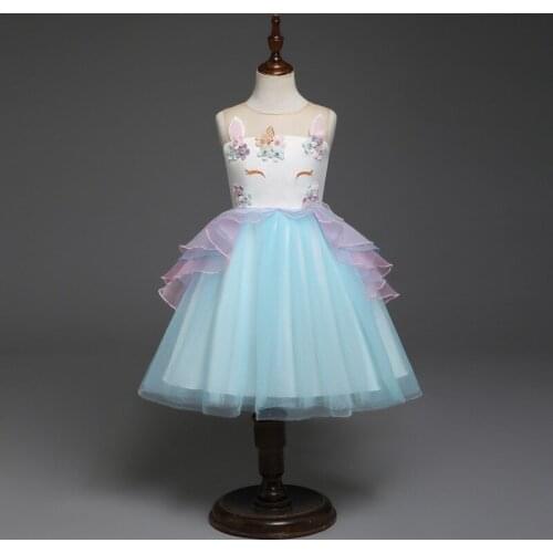 5290 Unicorn Princess Party Girls Dress A-line Sundress Tutu Kids Dresses For Girls Summer Dress Wholesale Baby Girl Clothes Lot