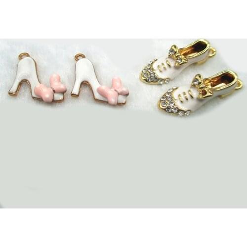 6/10pcs DIY Fashion Charms Gifts Enamels Rhinestone Ballet Shoes Alloy Pendant Making Hair Bracelet Necklace Jewelry XL412