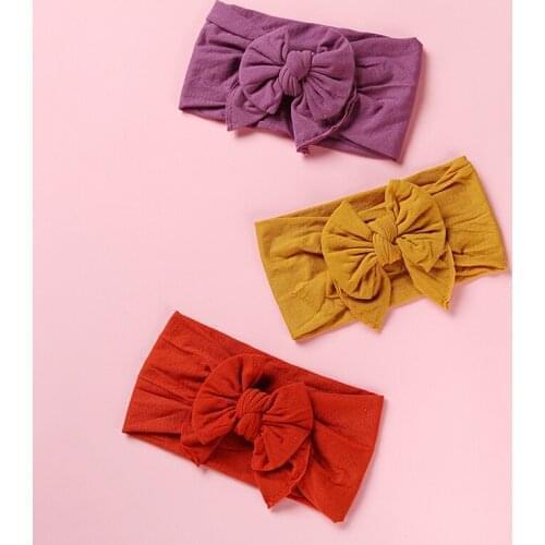 Knot Bow Wide Nylon Turban Headwrap, Classic Knot Bow Nylon Headbands 27 Colors available