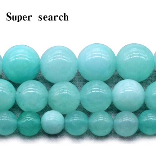 Natural Stone Beads Cyan Round Loose Beads For Needlework Jewelry Making 6 8 10mm Diy Bracelet Necklace Eardrop Accessories 15"