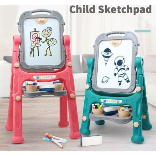 Childrens double-sided magnetic drawing board toy bracket type lifting home blackboard baby graffiti drawing board