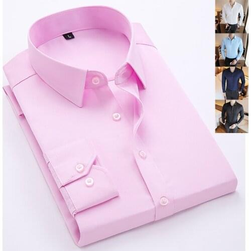 Mens Casual Shirts Long Sleeved Solid Party Dress Shirt Button Slim Fit Offcial Shirts