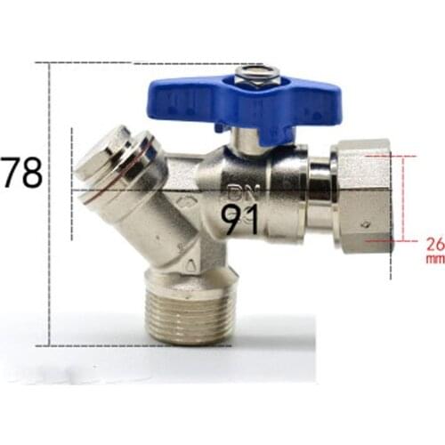 DN20 G 3/4" BSPP Female To Male Brass Angle Ball Valve With Fliter Strainer For Wall-hung boiler Water Gas Oil