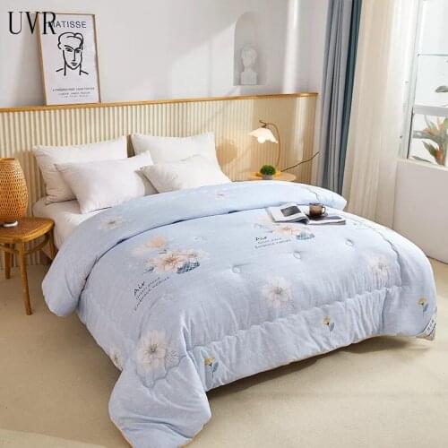 UVR Home Spring Autumn And Winter Silk Quilt Quilt Core Australian Velvet Cotton Printed Silk Quilt Bedding Quilt Cover Blanket