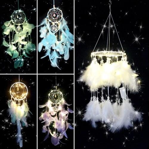 Handmade Dreamcatcher with Feathers Wall Hanging Craft Gift Home Decoration Dream Catchers Wall Hanging Home Baby Wall Decor