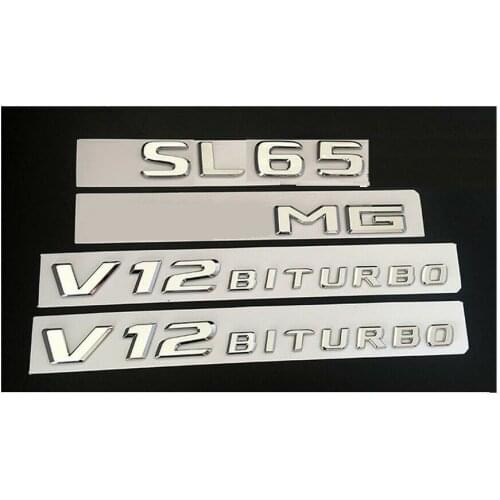 Chrome SL65 for V12 BITURBO Trunk Fender Badges Emblems Emblem