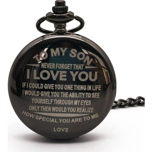 Classic To my son pocket watch vintage i love you creativity text quartz pocket watch best gift for son