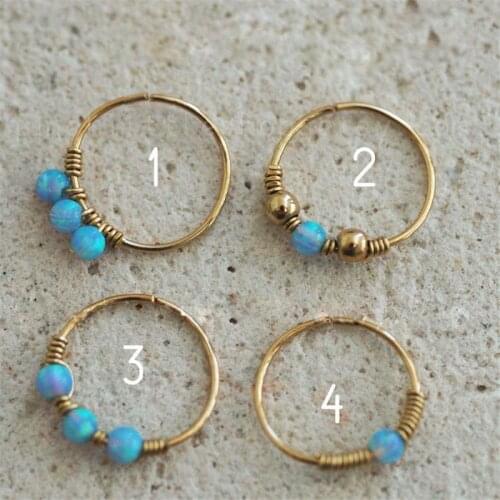 925 Silver 10MM Piercing Nose Ring Gold Filled Handmade Faux Septum Jewelry Punk Ring Clip On Septum Hoop Opal Jewelry