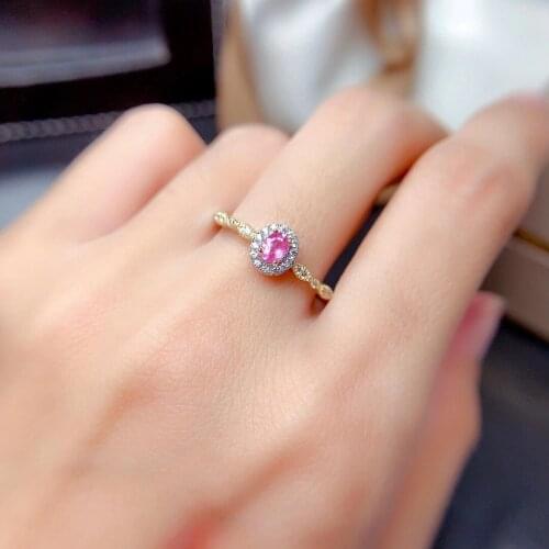 100% Natural Pink Sapphire Silver Ring for Daily Wear 3mm*4mm Sapphire Ring Solid 925 Silver Sapphire Jewelry