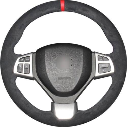 Black Leather Hand-stitched Car Steering Wheel Cover for Suzuki Swift 2014-2016
