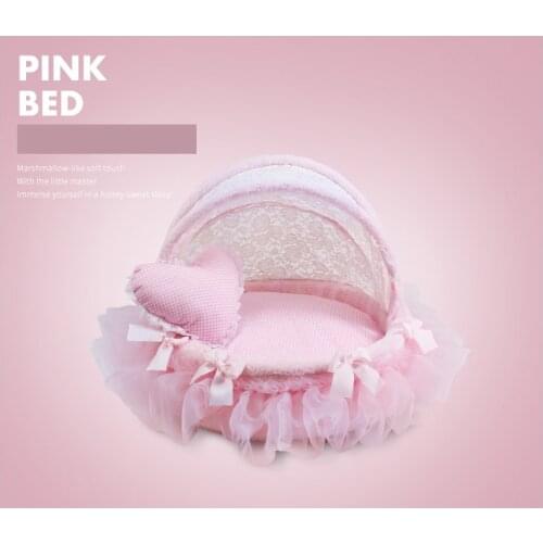 Awning pet cradle bed High-end fashion dog bed Exquisite dog house Lace dog cradle nest Luxury pet round nest Canopy foldable