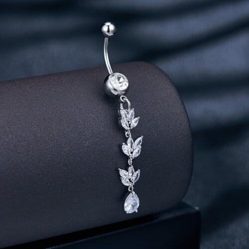 Medical Stainless steel Belly Button Ring Body Jewelry piercing crystal stones navel umbilical nail earrings Body Jewelry