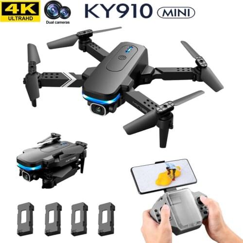 KY910 Mini Drone With WIFI FPV Wide Angle HD 4K Dual Camera Hight Hold Mode Foldable RC Quadcopter Professional Helicopter Toys
