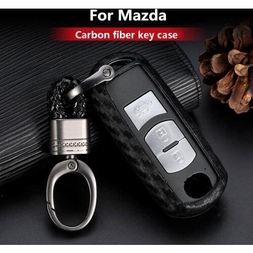 Fashion Carbon Fiber Silica gel Car Key Case Cover For Mazda 2356 Demio CX-3 CX-4 CX-5 CX-7 CX8 CX-9 MX5 Axela Atenza 2015-2019