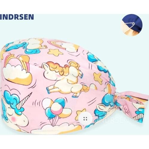 Unisex Soft Cook Working Bouffant Cap Anime Print Tie Back Dust proof Scrub Caps Absorb sweat One Size