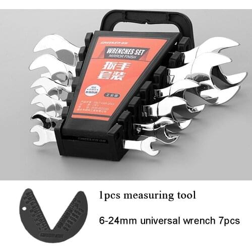 7/9pcs Set 6-24mm Universal Open End Wrench Super-Thin 3mm Ultra-thin Double Headed Spanner Wrenches With 1pcs Measuring Tool