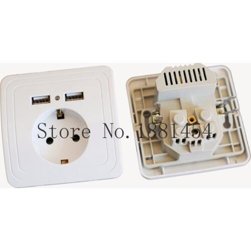 Manufacturer Wall Power Socket 16A EU Standard Outlet With 2.1A Dual USB Charger Port for Mobile White Silver Gold 3 Color