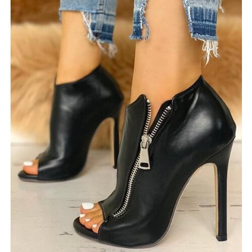 New Women summer Thin High Heels Zipper Peep Toe gladiator pumps office sandals party shoes EU34-43