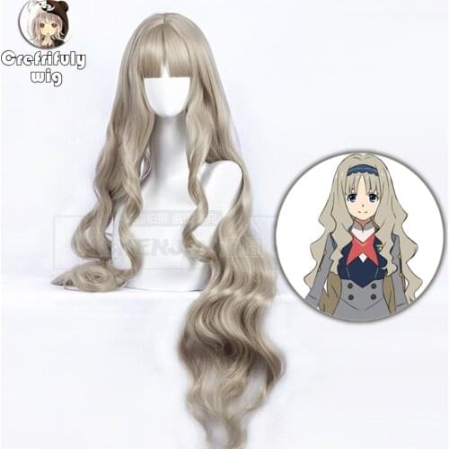 90cm DARLING in the FRANXX KOKORO Cosplay Wig Long Wavy Blonde Synthetic Hair Wigs For Women + Wig Cap