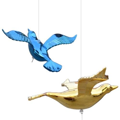 Dove Hanging Decoration Golden / Silver Peace Dove Air Flying Bird Picture Creative Hotel Bar Air Ornaments Flying Birdie Show