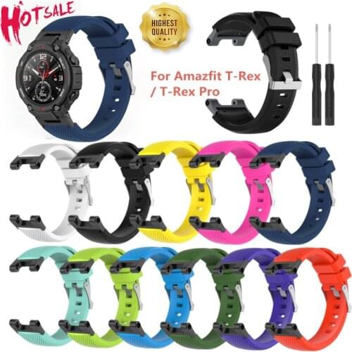 Silicone Band Replacement Straps For Huami Amazfit T-Rex Rex Pro Smart Watch Bracelet Stainless Steel Wrist Strap