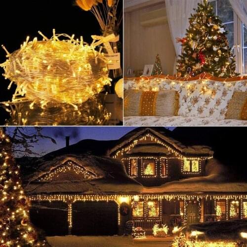 Garland Christmas LED Curtain Icicle String Fairy Light 5M-50Leds 10M-80Leds/100Leds Droop Outdoor Holiday Party EU Plug 220V