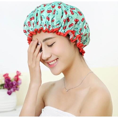 Thick 1Pcs Waterproof Bath Hat Double Layer Shower Hair Cover Women Supplies Shower Cap Bathroom Accessories