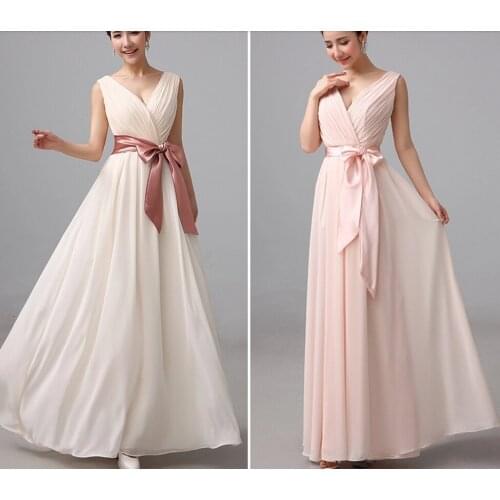 Champagne chiffon sexy sweetheart party dress new bridesmaid dresses long plus size maxi 2021 new arrival V neck
