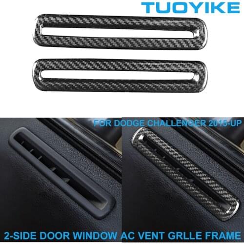 Car Styling Real Dry Carbon Fiber Side Door Window AC Vent Grille Outlet Frame Cover Trim Sticker For Dodge Challenger 2015-2021