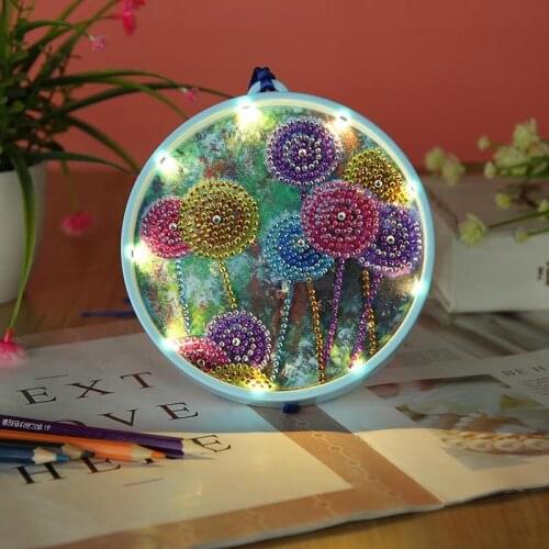 LED Decoration Light DIY Diamond Painting Light Colorful Dandelion Bedroom Night Lamp Home Desk Decorative Hanging Night Lamp