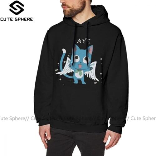 Fairy Tail Hoodie Happy Fairy Tail Cat Hoodies Winter Oversize Pullover Hoodie Men Stylish White Cotton Long Sleeve Hoodies