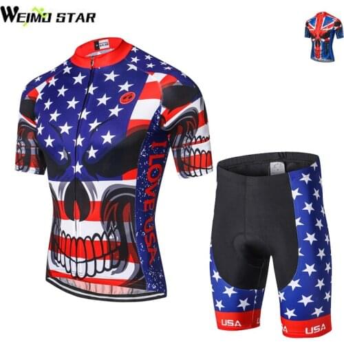 WEIMOSTAR USA Skull Cycling Clothing Cycling Suit Bike Clothing Breathable Men Bicycle Summer Short Sleeve Cycling Jersey Sets