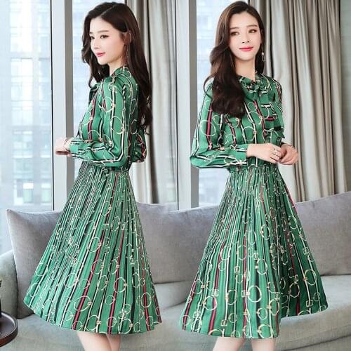 2021 Vintage Print Long Sleeve Midi Dresses Autumn Winter 3XL Plus Size Office Lady Dress Elegant Women Bodycon Party Vestidos