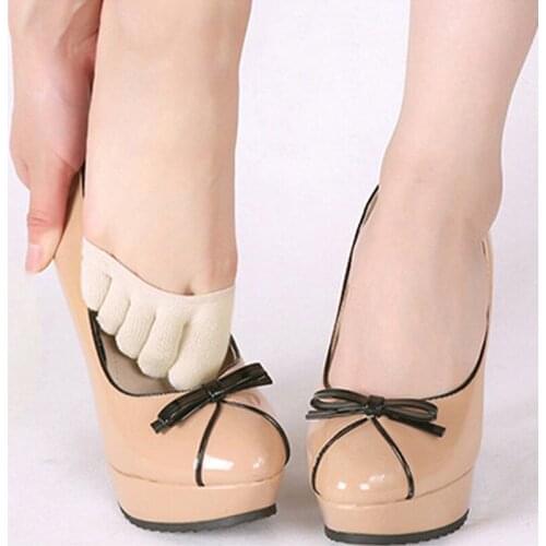 1Pair Women Anti Slip Foot Care Tool High Quality Half Insoles Pads Cushion Metatarsal Sore Forefoot Support Toe Socks For Heels