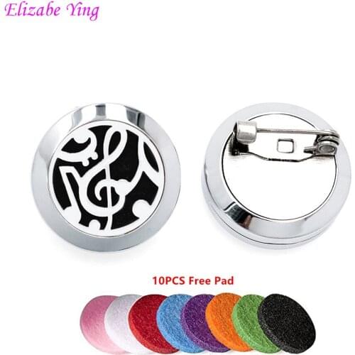 20mm Silver color Magnetic musical note inspiration note Stainless Steel Aromatherapy Brooches Essential Oils Diffuser Jewelry