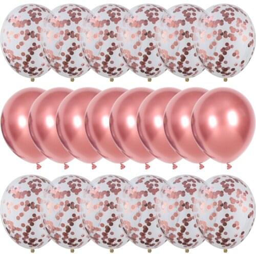 20Pcs Metallic Rose Gold Balloon Set Wedding Happy Birthday Latex Balloons Decor Anniversary Metal Chrome Baby Shower Globos