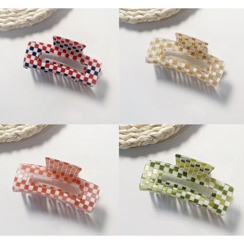 2021 New Geometric Acetate Hair Claws Large Square Hair Crabs Clip Lattice Hair Clamps For Women Hair Accessories Barrettes