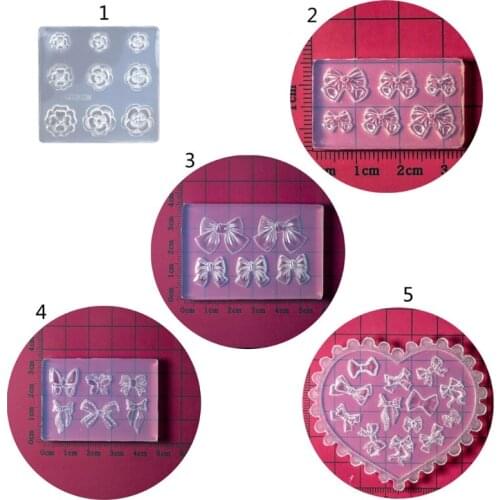 3D Flower Bowknot Nail Art Decoration Epoxy Resin Mold Nails Stickers Jewelry Silicone Mould DIY Crafts Casting Tools N2UE