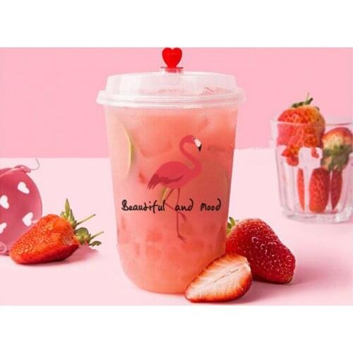 50pcs Net red flamingo milk tea cup clear ice cream pudding jelly yogurt dessert cup packaging juice ice coffee drinking cups