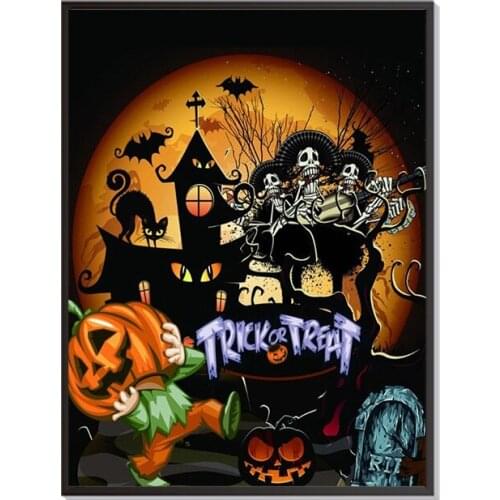 5D Diamond Painting Halloween Pumpkin Castle Full Square Diamond Embroidery Cross Stitch Handmade Art Home Decoration Gift