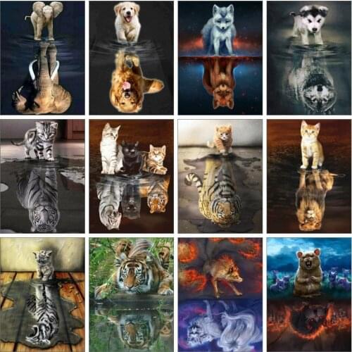 AZQSD Diamond Painting Full Square Cat Diamond Embroidery Animal Cross Stitch Kits Home Decor Gift Needlework
