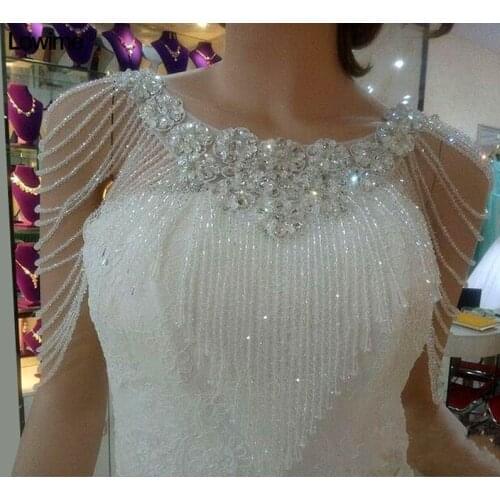 White Beading Crystals Bolero Appliques Wedding Wrap Wedding Bolero Made in China Wedding Accessories Evening Dress Bolero Shawl