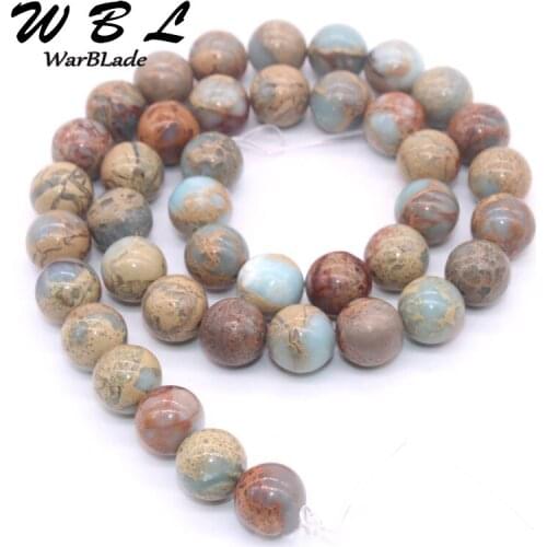 WarBLade 4 6 8 10 12mm Natural ShouShan Stone Snakeskin Blue Impression JasperBeads Round Loose Beads For DIY Necklace Bracelet