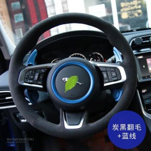 Black Steering Wheel Cover For JAGUAR XF XJL XE F-PACE F-TYPE Silver Suede Leather Grip Auto Parts interior accessorie Car Goods