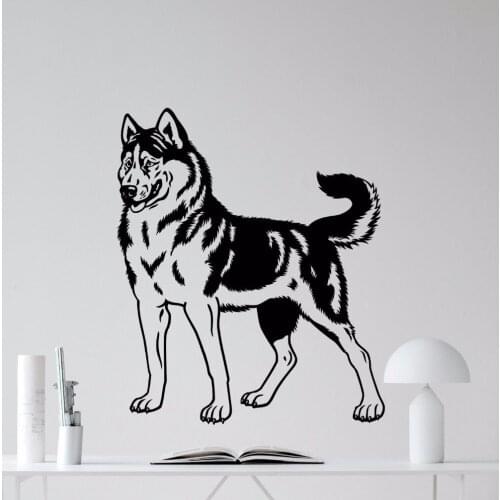 Home Decor Husky Dog Wall Decal Vinyl Nursery Pets Poster Living Room Decor Vinyl Wall Art Sticker Dog Animal Wall Mural AY0178