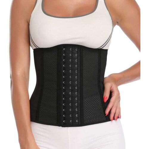 Breathable Latex Waist Trainer Corset Underbust Bustier Small Air Holes Slimming Cincher Belt Steel Boned Corselet Gym Korsett